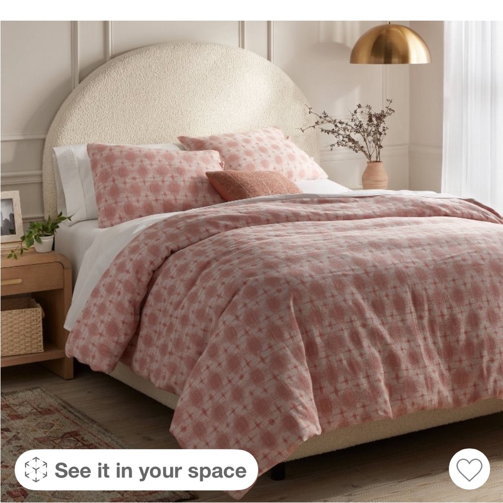 Threshold King Mauve/Ivory Yarn Dyed Duvet Cover & Sham Set